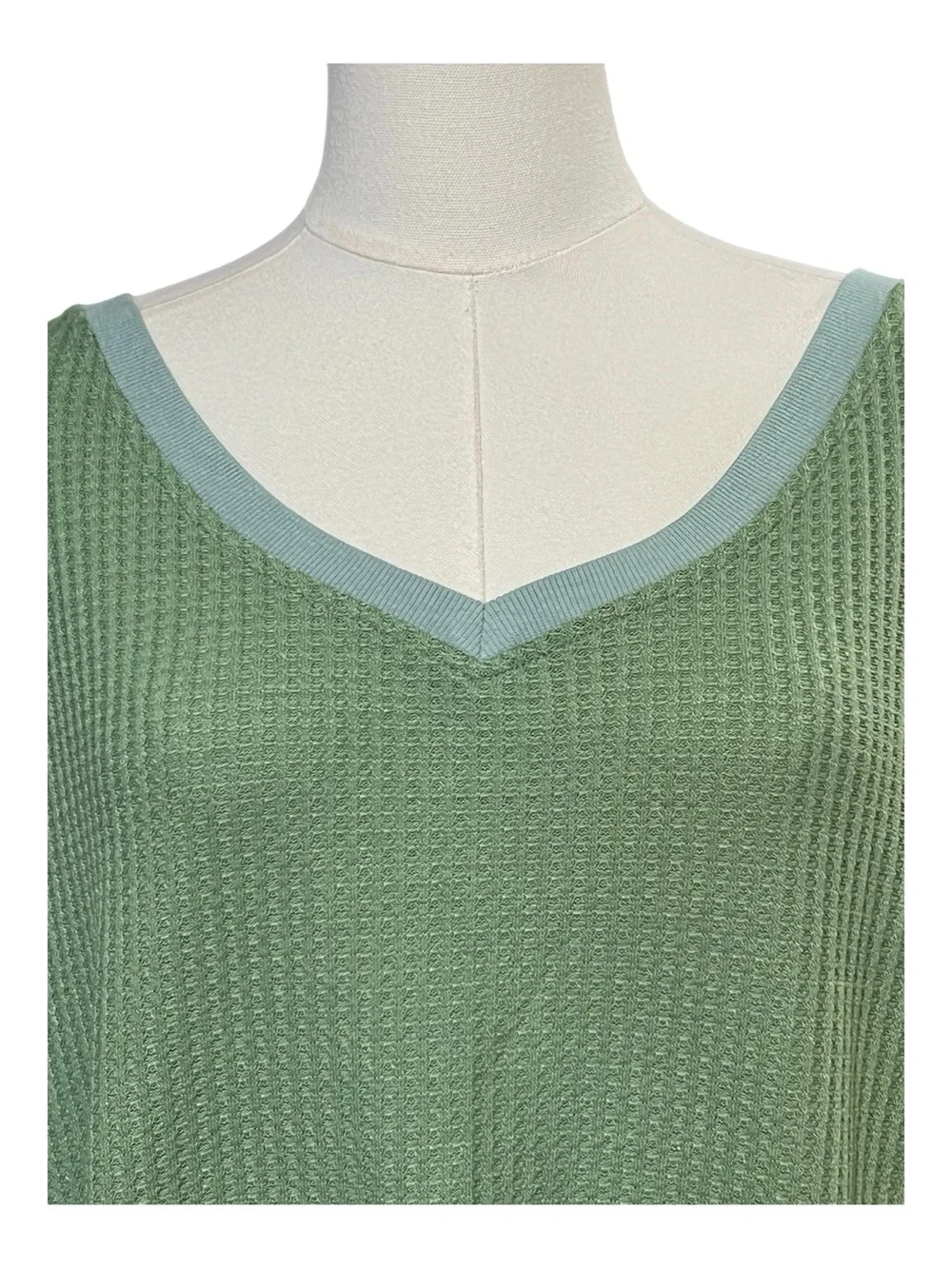 🆕 NWOT Green Waffle Knit Sleep Shirt Loungewear Top Size 2XL